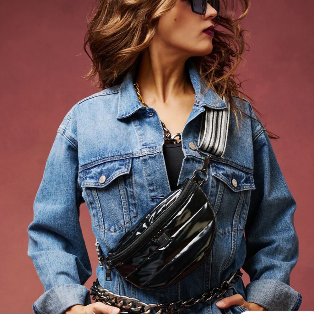 Shiny dark olive Think Royln crossbody bag